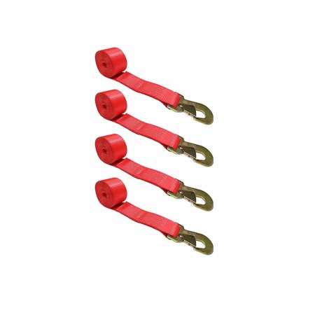 TIE 4 SAFE 2" x 10' Lasso Strap w/ O Ring Auto Tie Down Wheel Lift Tow Truck Trailer Red, 4PK TWS21-510-W9-R-C-4